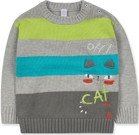 Tuc Tuc - Cattitude - Trui - Grijs - Tricot met Kattenprint voor Kinderen