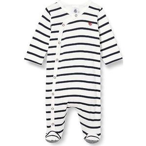 Petit Bateau Uniseks baby pyjama om te slapen goed, Wit Marshmallow/blauw smoking, 12 Maanden