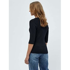 Peppercorn Tana V-hals Halve Mouw Rib Pullover | Zwarte Truien Voor Vrouwen UK | Lente Dames Truien | Maat XS