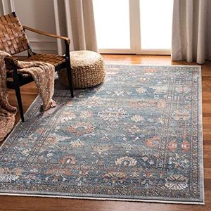 Safavieh VIC905 tapijt, vintage stijl, geweven, rechthoekig, voor binnen, 152 x 244 cm, blauw/ivoorkleurig