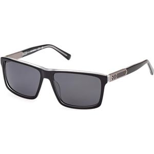 Harley-Davidson HD0977X Herenzonnebril, licht, rechthoekige lensvorm, gepolariseerde rookglazen, zwart glanzend, eenheidsmaat, Glanzend Zwart, one size