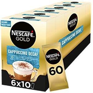 Nescafé Gold Cappuccino decafe ongezoet oploskoffie - 6 doosjes à 10 zakjes