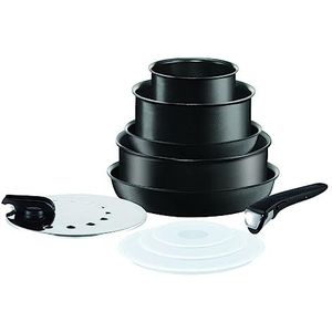 Tefal L76491 Ingenio Ultimate 10-delige kookset | stapelbaar | anti-aanbaklaag | geschikt voor inductie | thermosignaal temperatuurweergave | zwart