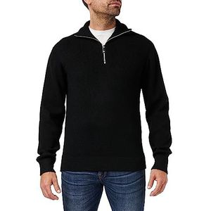 Armani Exchange Heren lange mouwen, hoge rits hals, casual fit trui sweater, zwart, L