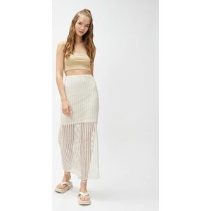 Koton Midi-rok voor dames met mesh-splitten, groen (800), XL