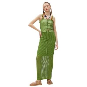 Koton Midi-rok voor dames met mesh-splitten, groen (800), XL