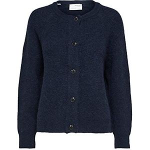 SELECTED FEMME SLFLULU LS Knit kort vest voor dames B NOOS Gebreide jas, donker saffier, XL, donker saffier, XL