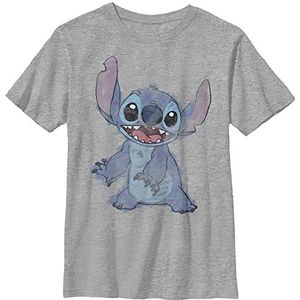 Disney Lilo & Stitch Sketchy Stitch Boy's Crew Tee, Athletic Heather, Medium, Athletic Heather, M