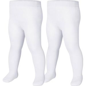 Playshoes Uniseks thermische panty voor kinderen, warm, wit dubbel pak, 50-56
