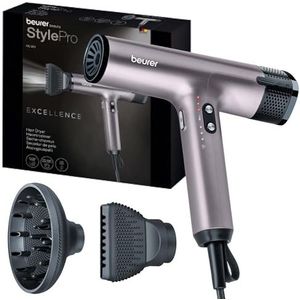Beurer HC 100 Haardroger Excellence föhn met digitale motor extreem krachtig en ultra licht gewicht 4 temperatuur & blaasinstellingen voor snel en zacht drogen styling mondstuk & diffuser