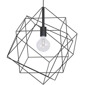 EGLO Straiton Hanglamp, 1 lichtpunt, vintage, industrieel, modern, stalen hanglamp in zwart, eettafellamp, woonkamerlamp met E27-fitting, diameter: 51