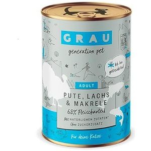 GRAU - het origineel - natvoer voor katten - kalkoen, zalm, makreel, 6-pack (6 x 400 g), graanvrij, voor volwassen katten
