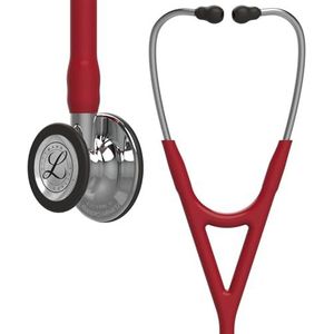 3M Littmann Cardiology IV Diagnostische Stethoscoop, borststuk en steel met spiegelende afwerking, bordeauxrode slang, roestvrijstalen headset, 27 inch, 6170