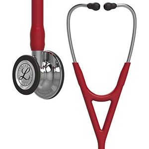 3M Littmann Cardiology IV Diagnostische Stethoscoop, borststuk en steel met spiegelende afwerking, bordeauxrode slang, roestvrijstalen headset, 27 inch, 6170