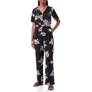 ONLY Onlnova Lux S/S Alicia AOP jumpsuit voor dames, Zwart/AOP: Romantische bloem, L