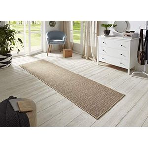 BT Carpet Platte stof loper Nature 400 grijs goud, maat 80x450 cm, geschikt voor binnen en buiten (100% polypropyleen, UV- en vochtbestendig, geschikt voor vloerverwarming)
