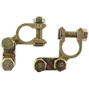 SeKi 19231 M8 poolklemmen set (plus en min) schuine uitvoering geschikt voor auto, boot, camper, vrachtwagenbatterij accupolklemmen universeel, messing