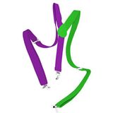 Folat B.V.- Folat 24865 bretels Colorblock neon violet/groen voor kledingaccessoires dames en heren carnavalskostuum, meerkleurig