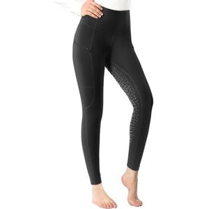 Harrison Howard Dames rijbroek met volledig zitvlak silicone grip hoge taille leggings voor dames, zwart, M