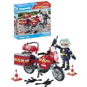 PLAYMOBIL Action Heroes 71466 Brandweer op de plaats van het ongeval, met een radio en een brandblusser, leuk fantasierijk rollenspel, duurzaam speelgoed voor kinderen vanaf 4 jaar