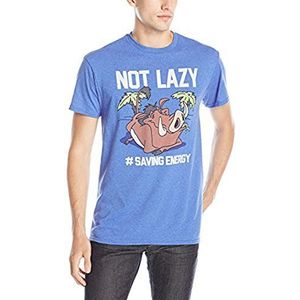 Disney - NOT LAZY Men's Crew neck T-Shirt Retro heather royal S