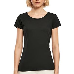 Build Your Brand Basic T-shirt voor dames, korte mouwen, ronde hals, van katoen, verkrijgbaar in vele kleuren, maten XS-5XL, zwart, L