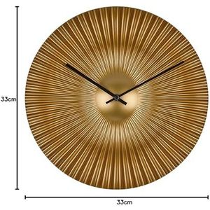 TFA Dostmann Rokoko analoge design wandklok, 60.3031.53, moderne look, extravagante gouden wijzerplaat, quartz klok, goud, Ø 33 cm