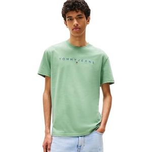 TOMMY JEANS Heren TJM REG Linear Logo TEE EXT DM0DM20744, Groen, XL, Groen (Cloudy Jade Multi), XL