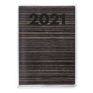 Miquelrius Jaarplanner 2021 met houttextuur – Catalaans, weekoverzicht, afmetingen 155 x 213 mm (~ A5), papier 90 g, flexibele omslag, bruin