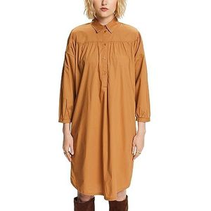 ESPRIT Hemdblousejurk met ceintuur, 100% katoen, caramel, XL