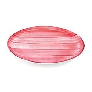Zafferano Serie Striche platte borden van porselein, diameter 270 mm, kleur roze, vaatwasmachinebestendig tot 60 graden, verpakking van 6 stuks