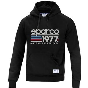 Sparco 01320NR2M, sweatshirt 1977, maat M, zwart, uniseks, volwassenen, meerkleurig, 42/50 EU, 50 hojas, Medium