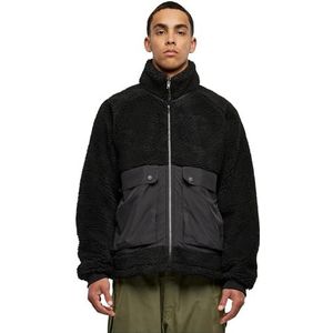 Urban Classics Heren Short Raglan Sherpa Jacket Jacket, zwart/zwart, XL