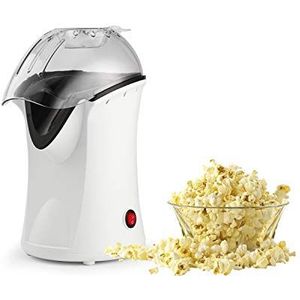 Nictemaw Popcornmachine, hete lucht popcornmachine met brede opening, 1200 W, 16 x 18 x 30 cm, wit
