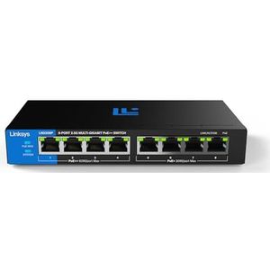 Linksys 8-poorts 2,5G multi-gig-onbeheerde PoE++ -switch | Energiezuinig Ethernet | Full-Duplex Flow Control | Voor WiFi 6/6E/7 toegangspunten en IP-bewakingscamera's | Metalen behuizing | 180 W