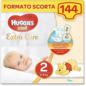 Huggies Babyluiers Extra Care, maat 2 (3-6 kg), verpakking met 144 luiers