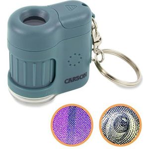 Carson MM-280B MicroMini LED Verlichte 20x Pocket Microscoop met Ingebouwde UV Licht Tand LED Zaklamp - Blauw
