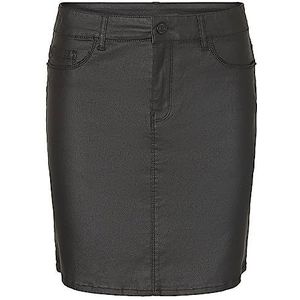 VERO MODA Vmseven Mr Short Coated Rok Ptt Noos PU rok voor dames, zwart, XL Petite