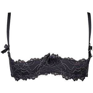 Axami V-5891 Meteoriet push-up beha dames prikkelend ondergoed kant afneembaar EU, zwart-goud, 75C