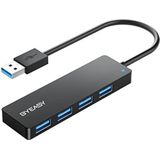 BYEASY - Ultradunne USB 3.0-hub - Zwart - 4 Poorten - Tot 5 Gbps Overdrachtssnelheid