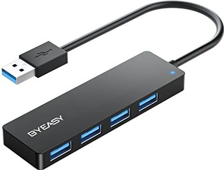BYEASY - Ultradunne USB 3.0-hub - Zwart - 4 Poorten - Tot 5 Gbps Overdrachtssnelheid