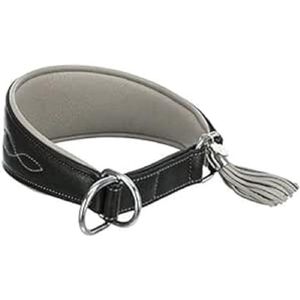 Leren halsband Active-Comfort voor windhonden, S-m: 33-42cm / 60mm, zwart/grijs, leer, halsbanden, houders, honden, nieuws