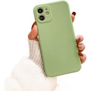 Compatibel met iPhone 13 hoes 6.1, [verbeterde camerabescherming], Slim Liquid Silicone 3 lagen Full Covered Soft Gel Rubber Case Cover - Soft Flexibele Gel Rubber Bumper Cover, Matcha-groen