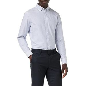 Seidensticker - Businessoverhemd - Blauw - Slim - Lange Mouwen - Button-downkraag - Strepen