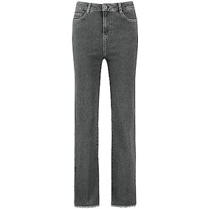 Taifun Flared jeans voor dames, met zoomsplitten, lange jeans, effen, washed-out-effect, normale lengte, Donkergrijs denim, 36