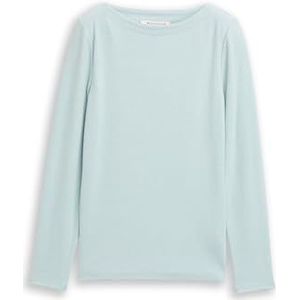 TOM TAILOR Denim T-shirt met lange mouwen voor dames, 14395 - Silver Cloud Blue Melange, XXL