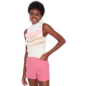 Trendyol Dames Design Regular Fit Basic Crew Neck Knitwear Trui, Ecru, S