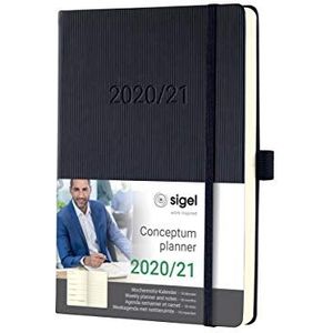 SIGEL C2103 Academische Kalender en aantekeningen 2020-2021, 18 maanden, ca. A5, hardcover, zwart - Conceptum