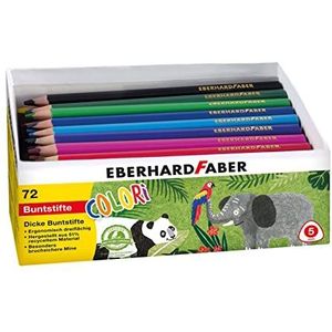 Eberhard Faber 511471 - Colori Jumbo kleurpotloden in koker, 72 kleurpotloden in 24 verschillende kleuren, zeshoekige vorm, looddikte 5 mm, watervast en onbreekbaar, voor schilderen en illustreren
