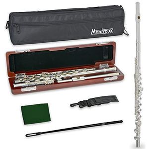 Montreux Concert Series Intermediate Geavanceerde Fluit Met Vaste Zilveren Koptjeslipplaat, Premium Houten Kast En Draagtas - Verzilverd Lichaam, Offset G, Split E -Mechanisme, C Voet